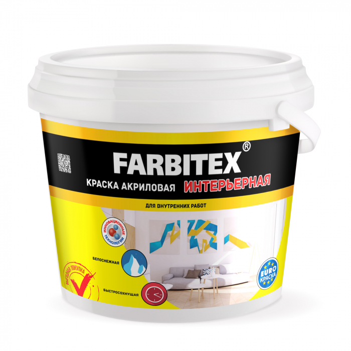 Краска в/д "FARBITEX" интерьерная 3кг (уп. 6шт)  купить в липецке