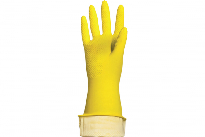 Перчатки  резиновые хозяйственные с хлопком 1 сорт - люкс желтые (83/82/81) купить в липецке