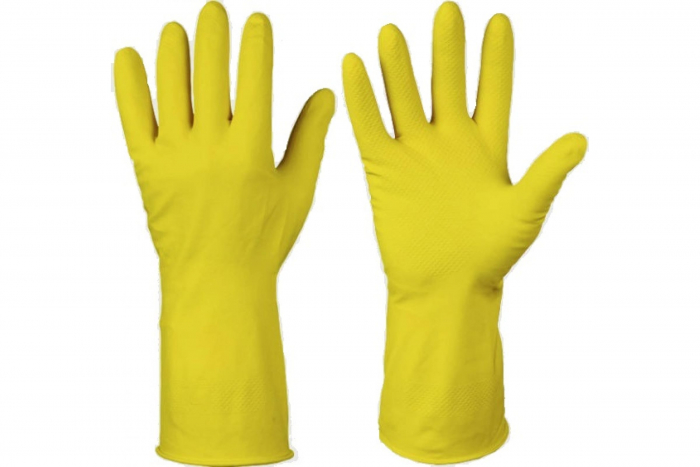 Перчатки  резиновые хозяйственные тонкие розовые/желтые  (165/154/177) купить в липецке