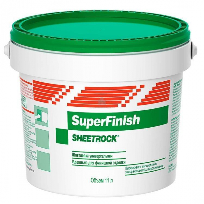 Шпаклевка готовая "SHEETROCK SuperFinish" 11л/18кг (уп. 33шт) купить в липецке