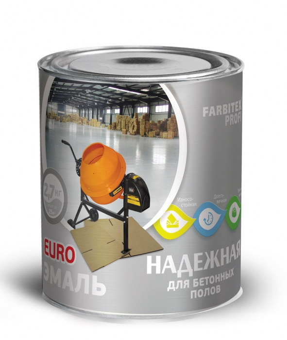 Эмаль для бетонных полов"FARBITEX" ПРОФИ  алкидно-уретановая серый (2,7 кг) купить в липецке